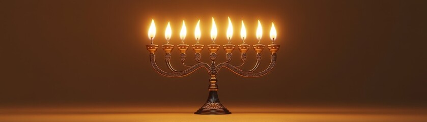 Bright Hanukkah menorah, glowing candles, minimal 3D Blender design, historical festival theme, isolated soft beige background