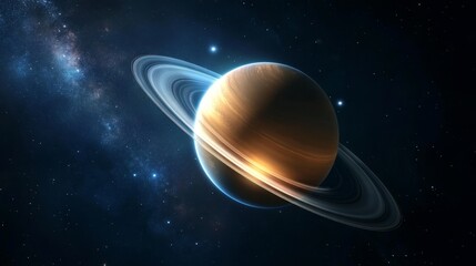 Wall Mural - this captivating image showcases the magnificent saturn, adorned with its iconic rings. the planet's