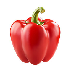 Isolated red bell pepper on a white background with a clipping path. Full depth of field, high-resolution professional photography of the isolated object on a transparent background