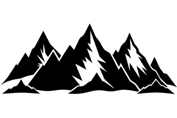 Poster - Mountain silhouette vector, Mountains ranges, Black and white mountain icon