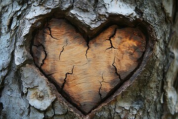 Wall Mural - heart shaped tree trunk