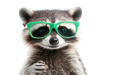 Raccoon wearing glasses