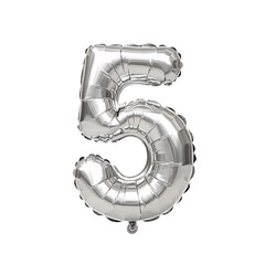 Chrome balloon font part of full set of numbers, number 5,nine