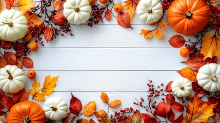 Wall Mural - frame of festive thanksgiving banner 