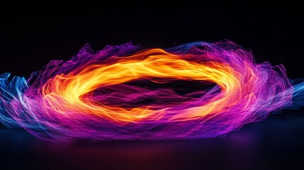 Poster - Vibrant swirling lights create a captivating circular pattern. The dynamic motion captures energy and creativity. This digital art style evokes a sense of wonder. AI