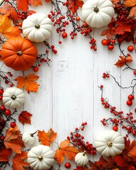 Wall Mural - frame of festive thanksgiving background