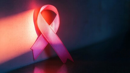 Pink Ribbon on a Dark Background