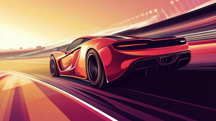 Racing car landscape with speed tournament vector design. 