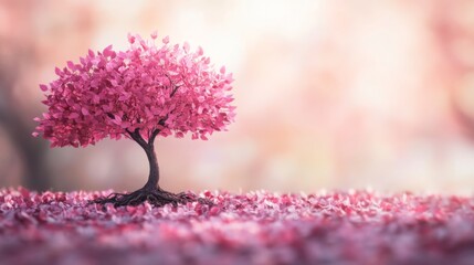 Poster - A Pink Tree Standing on a Bed of Petals