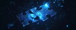 © Art_You - Two glowing puzzle pieces overlapping in a luminous blue digital design symbolizing connection and innovation