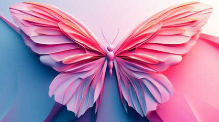 Wall Mural - Abstract Pink Butterfly with Detailed Wings