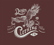 © foysal - vintage eagle vector art  for clothing, eagle graphic print design, denim brand typography, eagle flying hand drawn vector