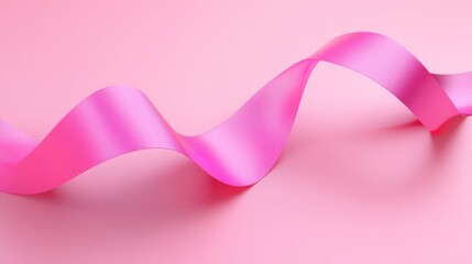 Wall Mural - Pink Satin Ribbon Curving on a Pink Background