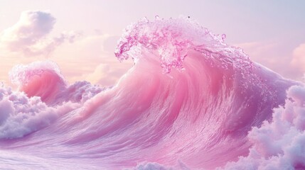 Wall Mural - A Giant Pink Wave Crashing Against the Sky