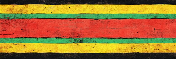 Poster - Vibrant Reggae Rasta Patterns Featuring Bold Colors Against a Weathered Background