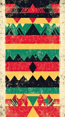 Poster - Vibrant Reggae Rasta Pattern Showcasing Geometric Designs With Red, Green, Yellow, and Black Colors