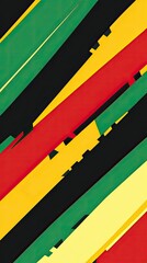 Poster - Vibrant Reggae Rasta Patterns With Green, Yellow, and Red Strips Against a Black Background