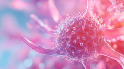 Wall Mural - Close-up of a Pink and Translucent Spiky Cell