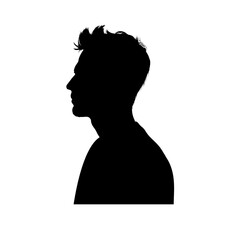 Wall Mural - silhouette of young handsome man twenty years old, profile, side view, isolated