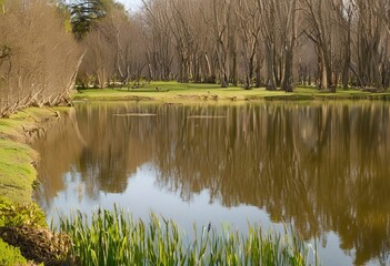 Public park with natural water sources and lush greenery.
