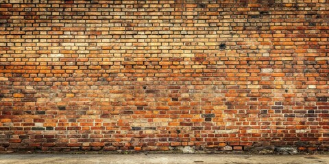 Panorama of a weathered brick wall, urban background texture with exposed bricks