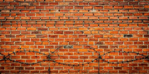 A stock photo featuring a brick wall with barbed wire on top