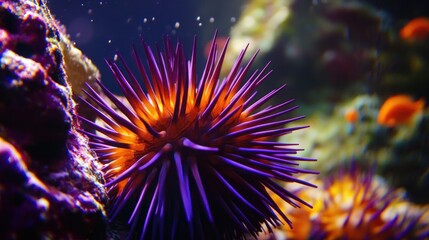 Poster - Close-up of a Purple and Orange Sea Urchin