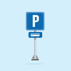 road sign icon, bus parking place. suitable for poster use and web icon