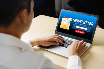 Poster - newsletter signup page on computer for customer to subscribe snugly newsletter update information to