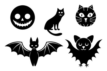 Naklejka na meble Halloween icon Collection of various scary and funny ghosts and animal ghosts. Magic symbols for parties, celebrations, templates and decorations. Isolated silhouette. Vector
