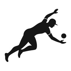 Sticker - Silhouette Cricket Sportsman Dive to Catch Vector