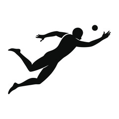 Poster - Silhouette Cricket Sportsman Dive to Catch Vector