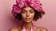© IMAGINIAC - Portrait of a Woman with Pink Flowers and a Ribbon