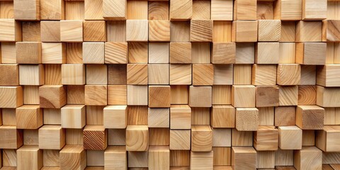 Wall Mural - Abstract texture from wooden cubes in render, ideal for backgrounds and designs