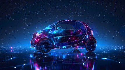 Futuristic Car in a Network of Lights