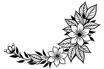 Wall Mural - Flowers borders. Collection of design elements isolated on White background. Vector illustration