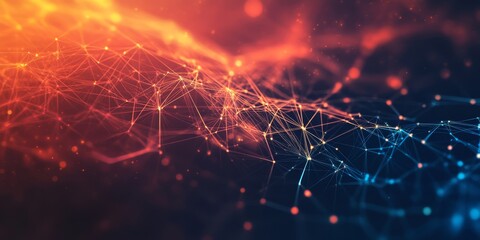 Poster - A vibrant digital network features glowing nodes and interconnected lines, creating a mesmerizing visual experience that captivates viewers and invites them to explore its complex design