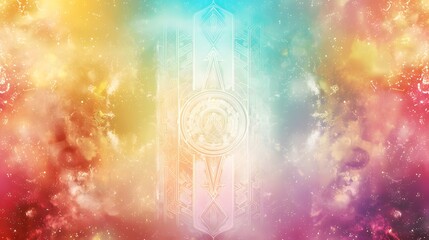 Wall Mural - Abstract Cosmic Mandala with Colorful Nebula Background