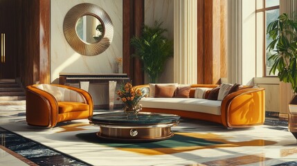 art deco interior design of modern living room, home