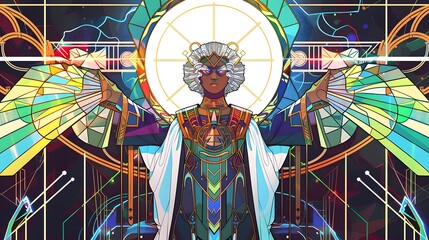 Wall Mural - Stained Glass Goddess of Technology