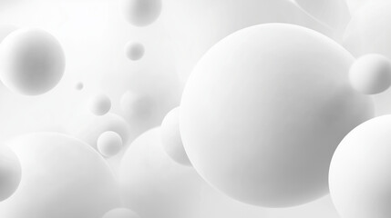 A soft, abstract background featuring multiple white spheres of varying sizes floating in a smooth, monochromatic space