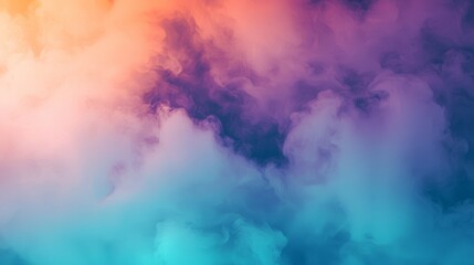 Poster - Smoke in orange, purple and blue colors creating an abstract and vibrant background with a smooth texture, perfect for creative projects