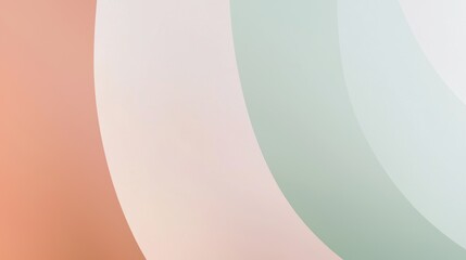 Poster - Minimalist composition featuring overlapping curved shapes in soft pastel tones, creating a subtle color gradient effect. The image evokes a sense of tranquility and harmony
