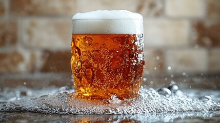 Wall Mural - a glass of beer with foam on top. 