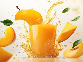 Poster - A glass of orange juice with a slice of orange in it