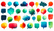 © fotogurmespb - Colorful watercolor speech bubbles on white background, concept of communication and creativity, ideal for art and social media