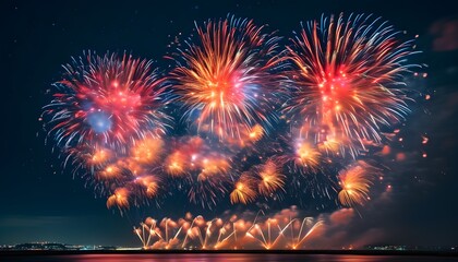 Wall Mural - fireworks on the beach