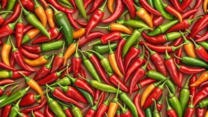 Vibrant Chili Peppers Texture in Red, Green, and Orange for Culinary Themes