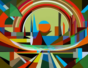 Wall Mural - Retro Futuristic Background in a Dynamic Design