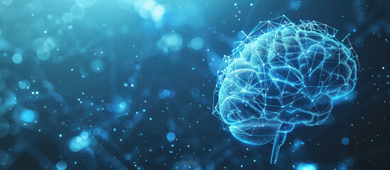 AI brain, science style. Space for text or design. Vector illustration. Background for wallpaper, poster, banner, card.